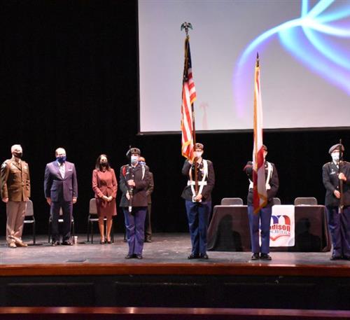 Flag Ceremony on Stage at James Clemens High School